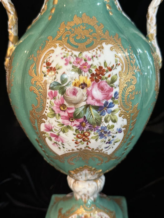 Antique French and Paris Hand Painted Porcelain Vase - Gold