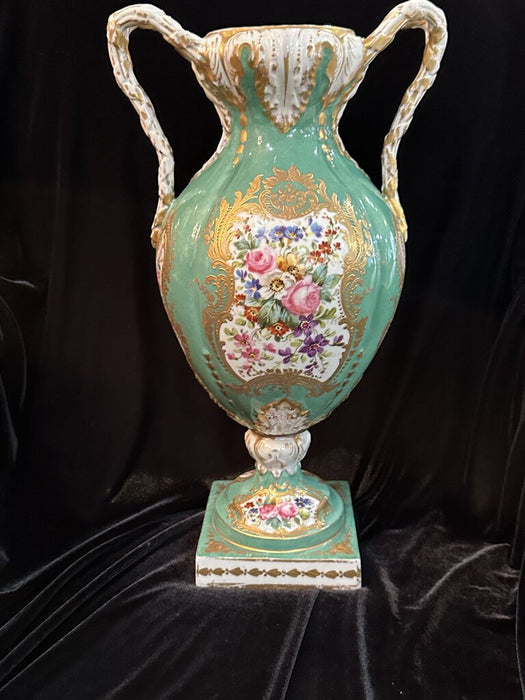 Antique French and Paris Hand Painted Porcelain Vase - Gold