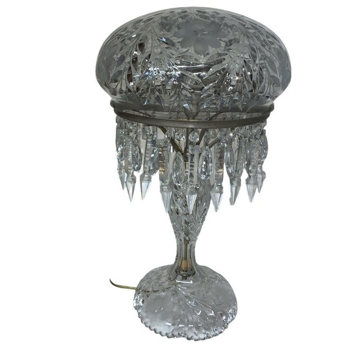 Antique Cut-Crystal Mushroom Lamp