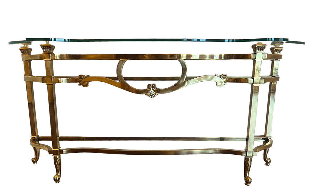 Gold Brass and Glass LaBarge Console Table