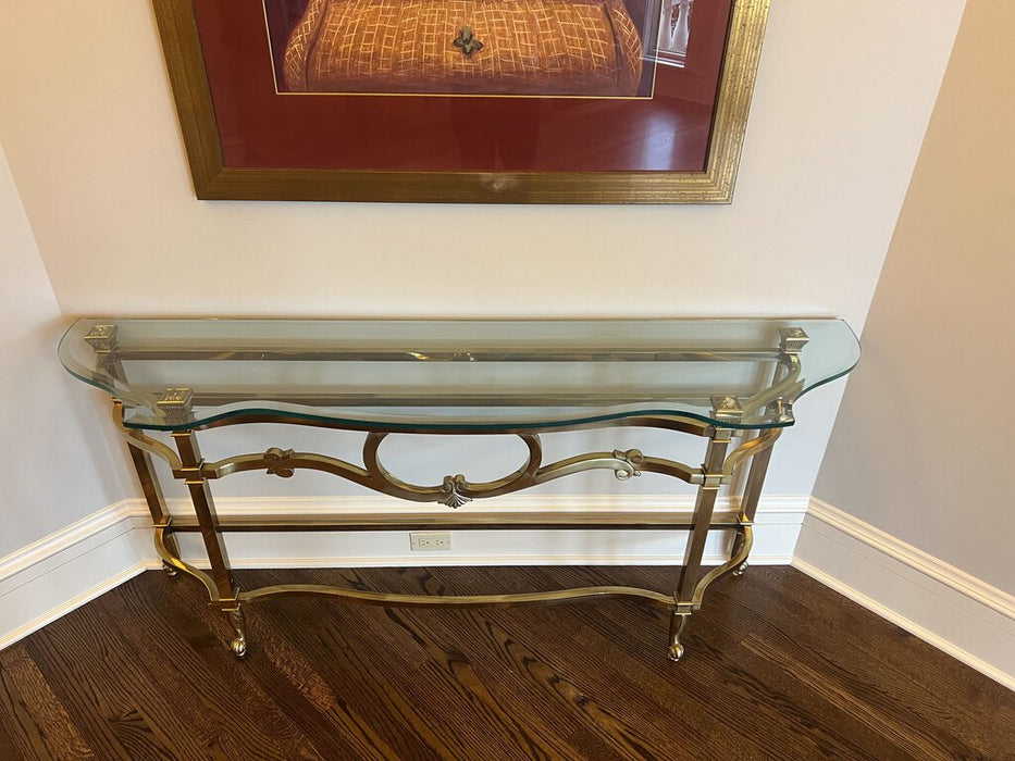 Gold Brass and Glass LaBarge Console Table