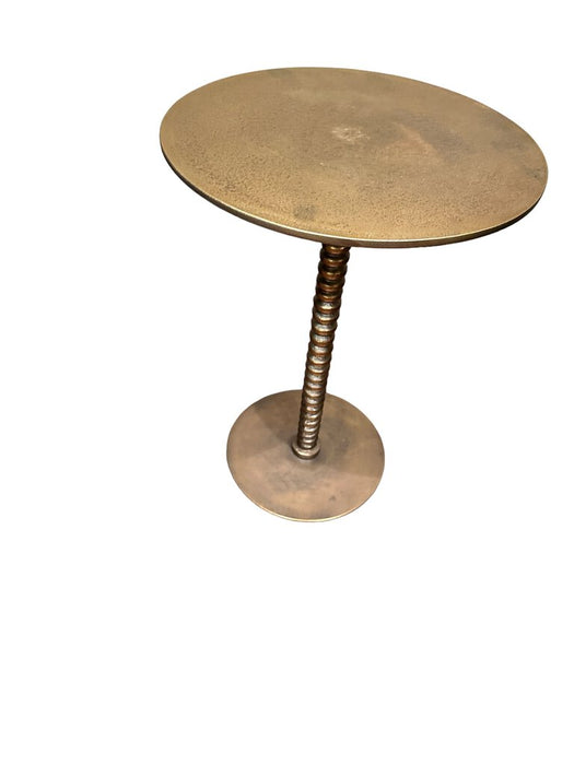 Small Brass Hammered-top Side Table