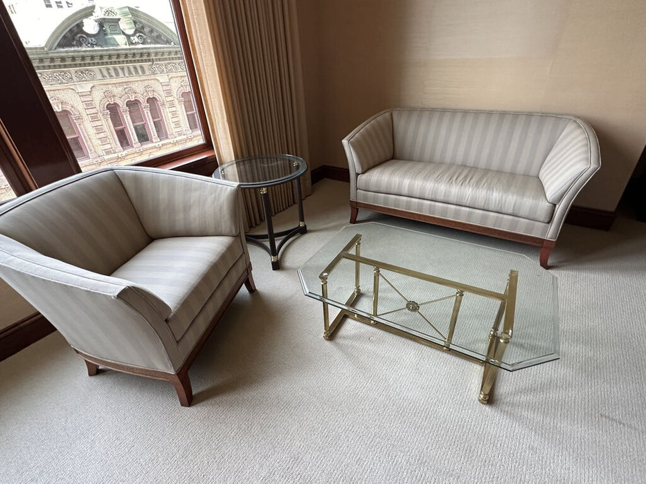 Heavy Glass and Brass Coffee Table