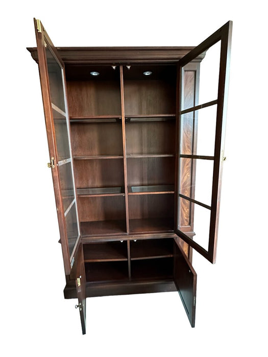 Large Bookcase with Glass Doors & Bottom Storage