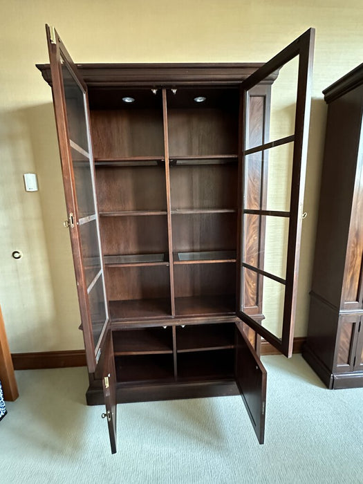 Large Bookcase with Glass Doors & Bottom Storage