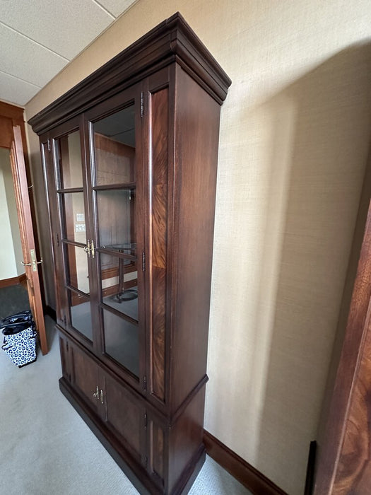 Large Bookcase with Glass Doors & Bottom Storage