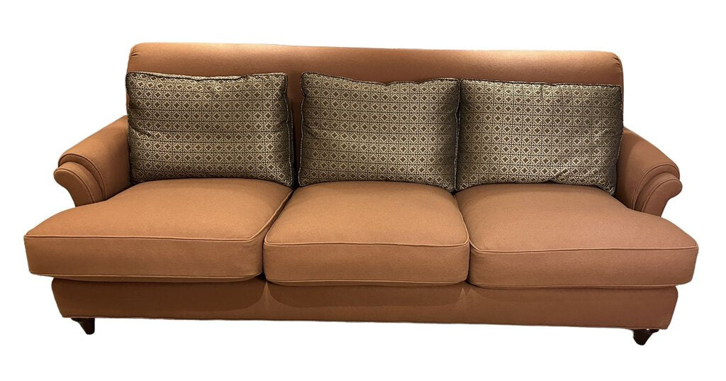 Beautiful Felt Sofa with Silk Pillows by Baker Furniture