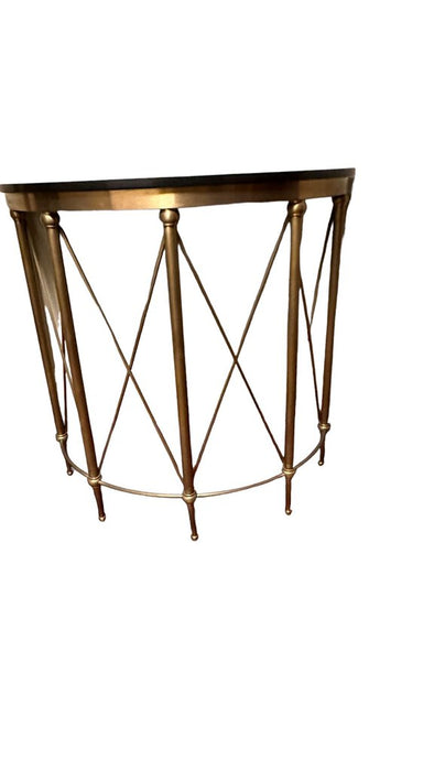 Black Marble Top & Gold Metal Semi-Circle Hall Table