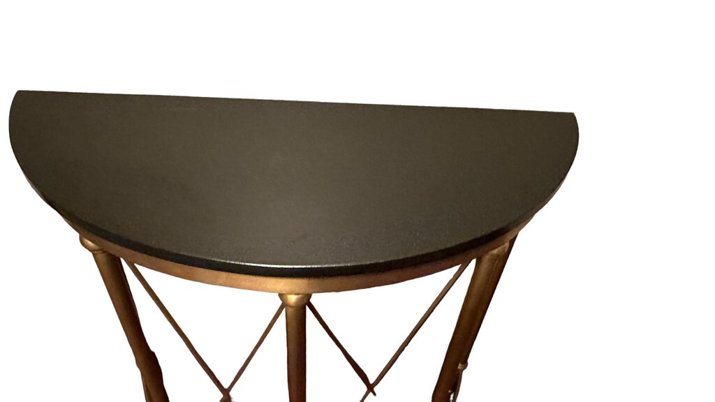 Black Marble Top & Gold Metal Semi-Circle Hall Table