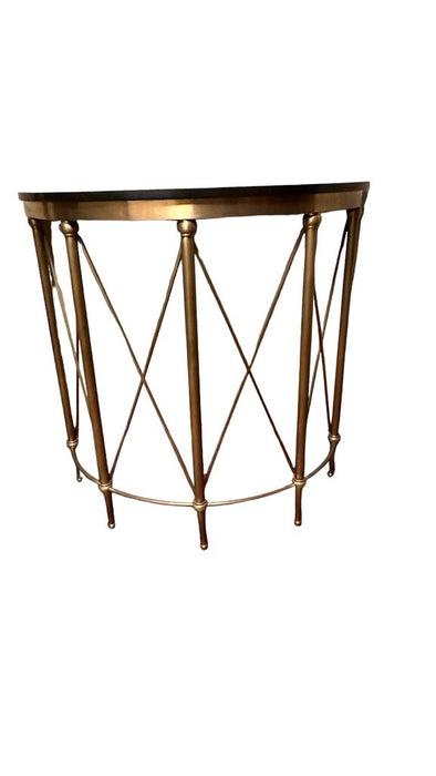 Black Marble Top & Gold Metal Semi-Circle Hall Table