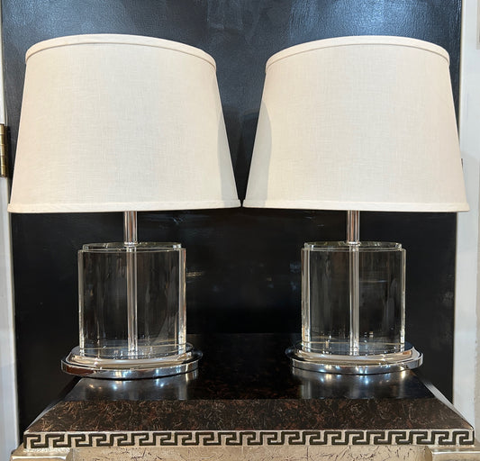 Set of 2 Crystal Lamps with Shades