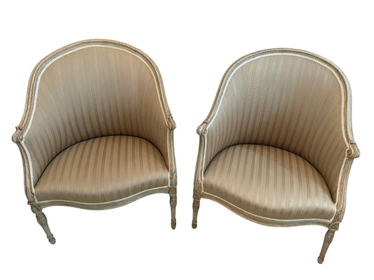Pair of 18th Century George III Carved Bergère Chairs – Circa 1770