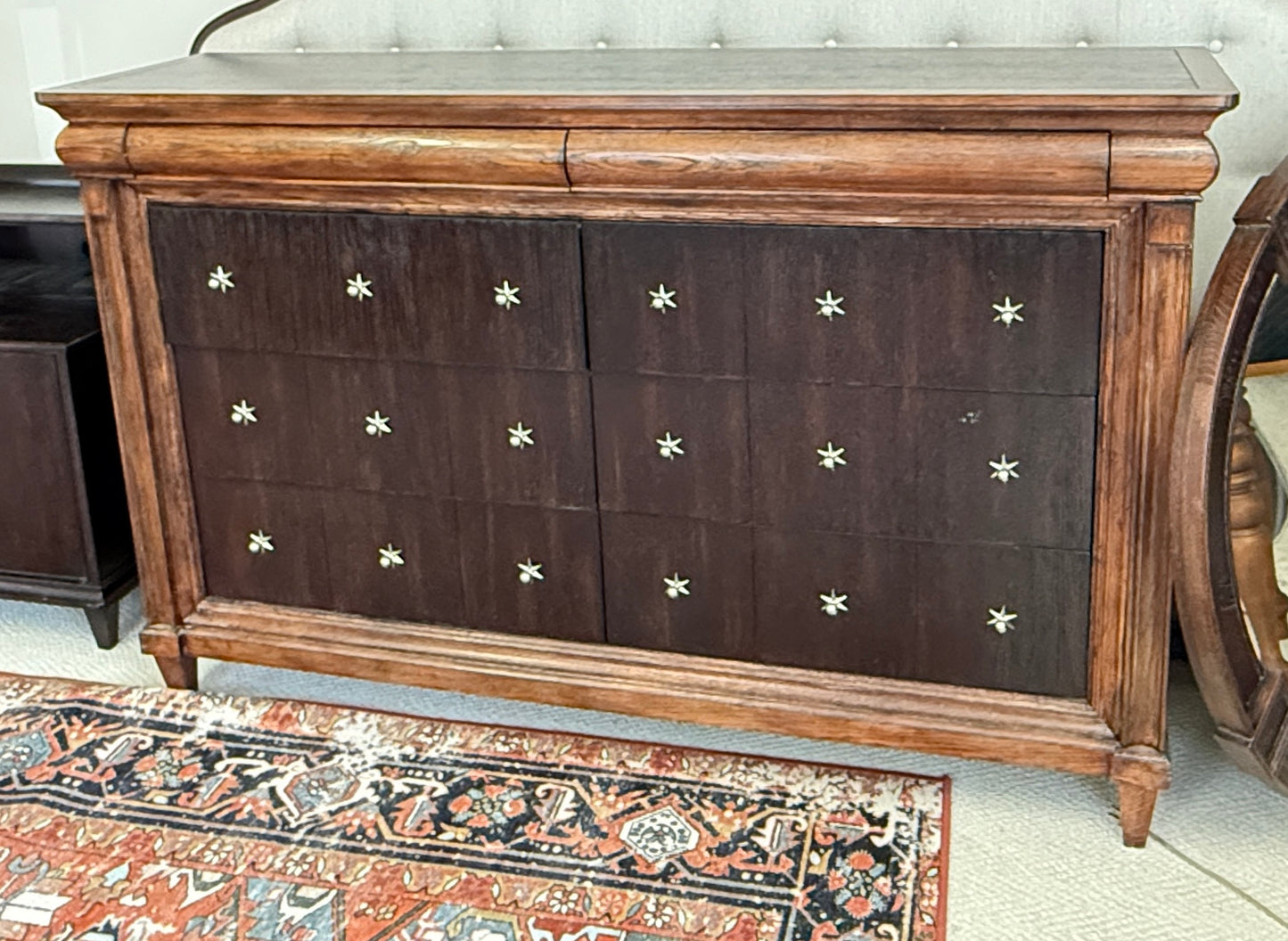 Drexel Heritage Triple Dresser and Round Mirror