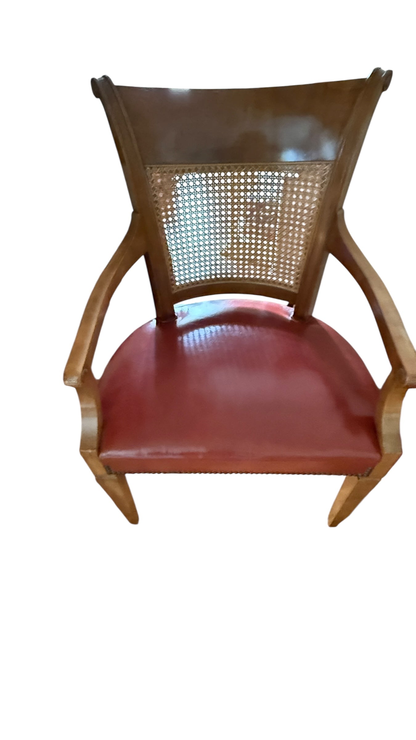 Set of 4 Vintage Cane and Leather Baker Furniture Dining Chairs