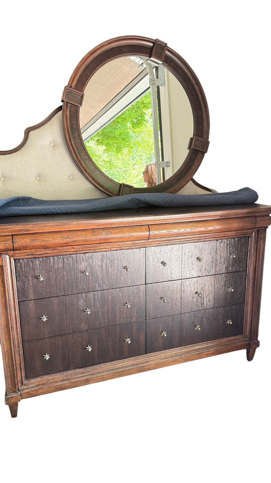 Drexel Heritage Triple Dresser and Round Mirror