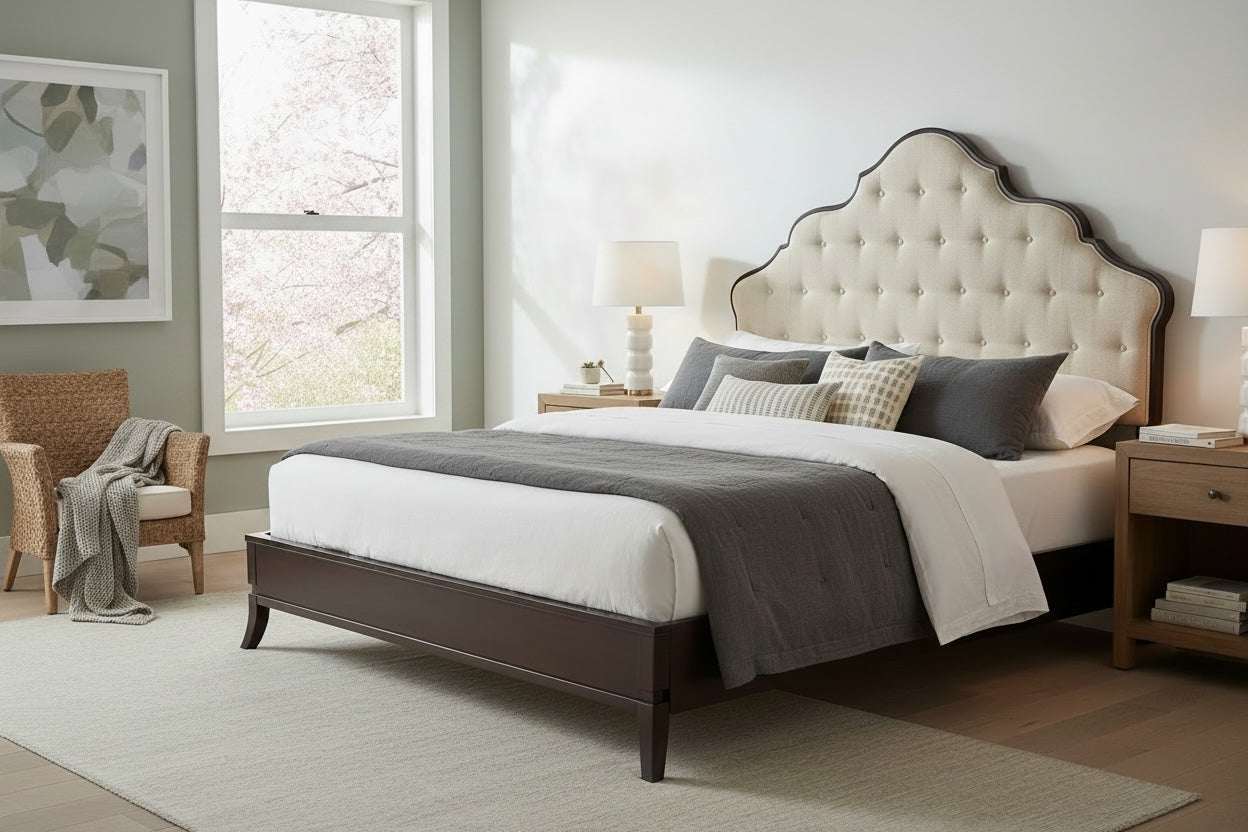 Drexel Heritage King Bed With Tufted Headboard