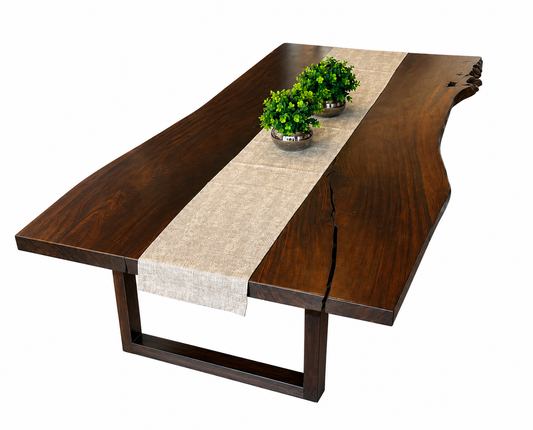 Live Edge Dining Table with Metal Base