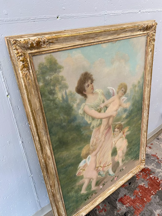 Woman With 3 Cherubs Oil Painting