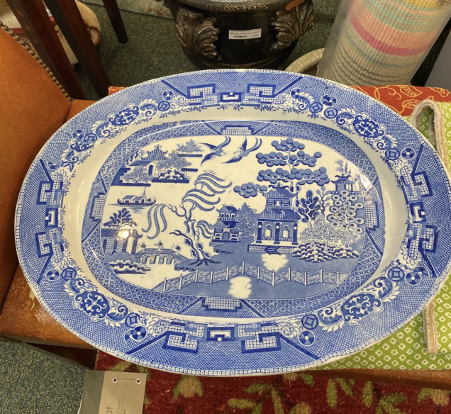 Oversized English Blue Willow Platter