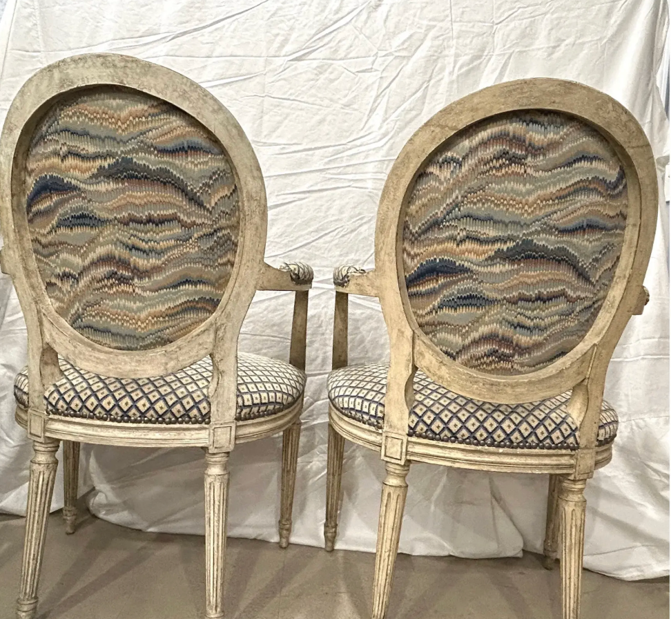 Pair of Louis XVI Period Painted Fauteuils With Hand Needlepoint Upholstery, France Circa 1770