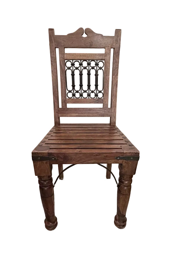 Sheesham High Back Ironwork Dining Chair