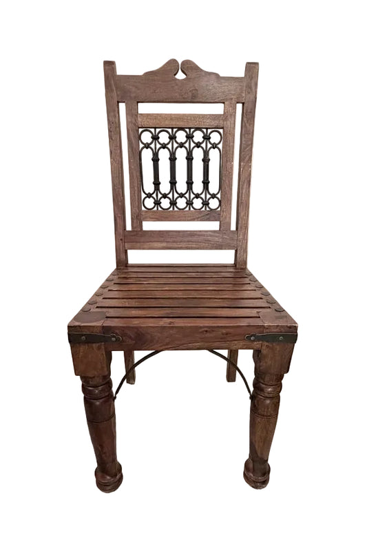 Sheesham High Back Ironwork Dining Chair