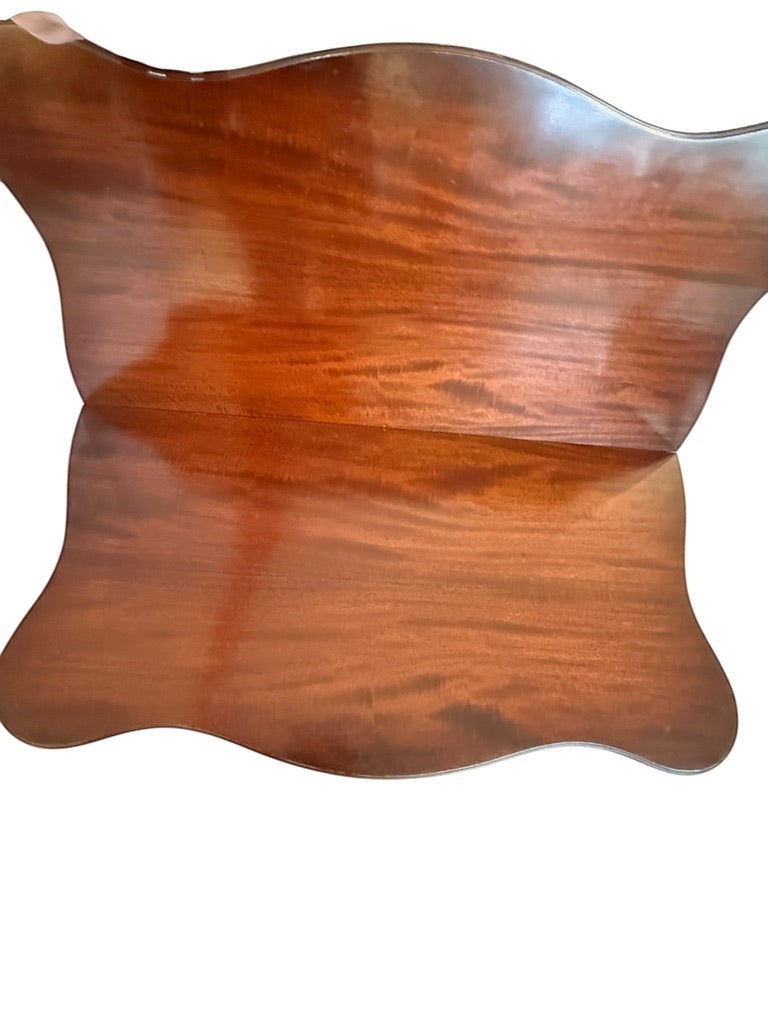 Grand Expressions Gallery and Home Store small wooden Asian style flip-top game table with a polished brown finish.