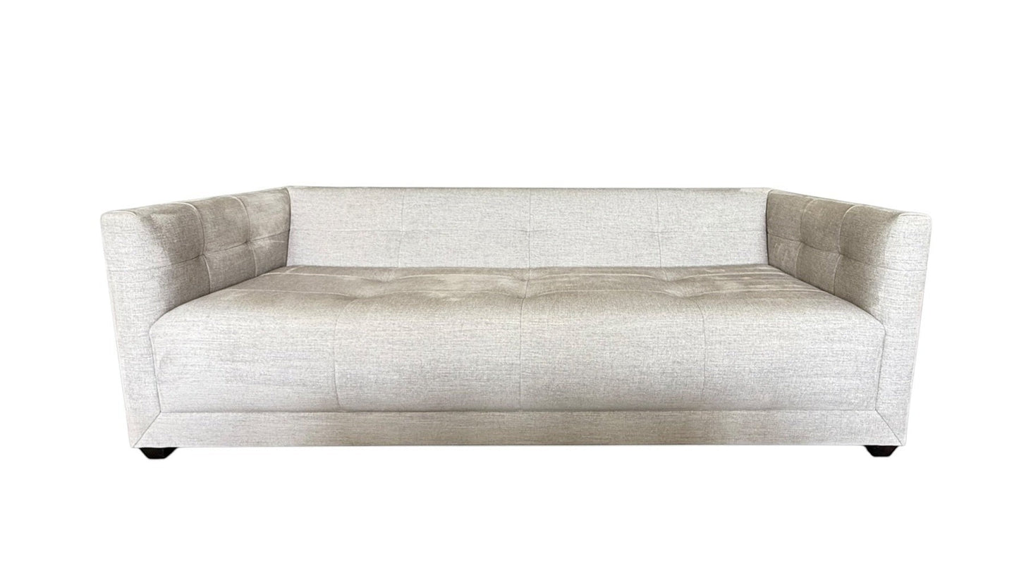 Grand Expressions Gallery and Home Store Baker Paris Loveseat with modern single stitch detail and tapered block feet.