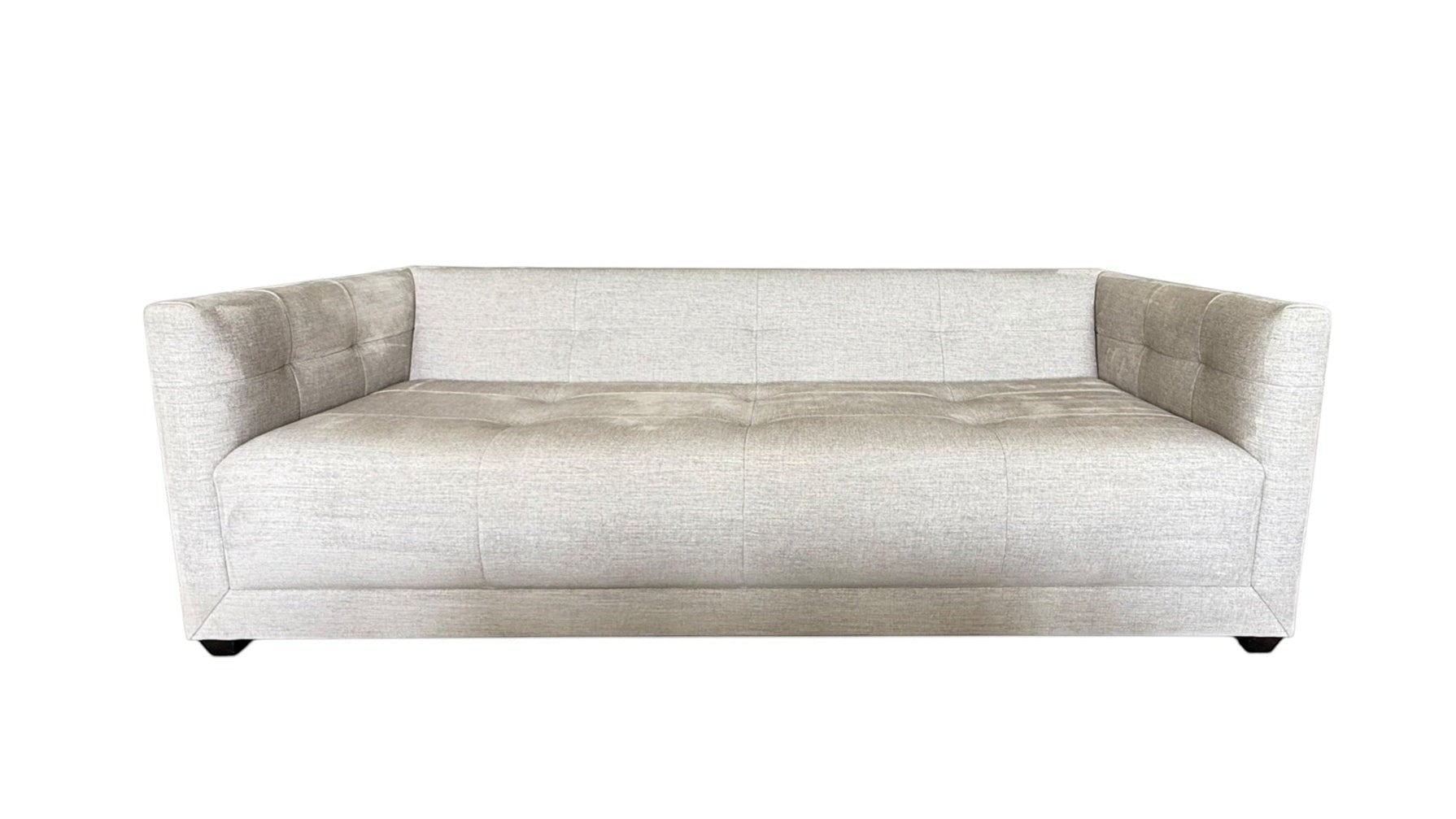 Grand Expressions Gallery and Home Store Baker Paris Loveseat with modern single stitch detail and tapered block feet.