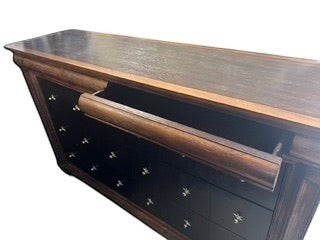 Grand Expressions Gallery and Home Store Drexel Heritage dresser with dark brown finish and star-shaped hardware.