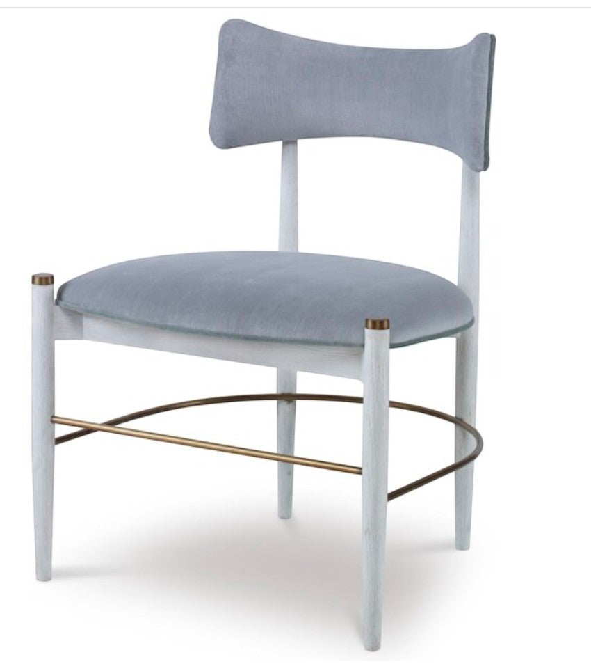 Grand Expressions Gallery and Home Store Mr. Brown London Durrant dining chair in blue velvet and white oak with brass