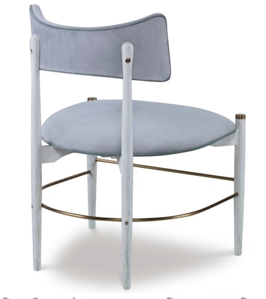 Grand Expressions Gallery and Home Store Mr. Brown London Durrant dining chair in blue velvet and white oak with brass