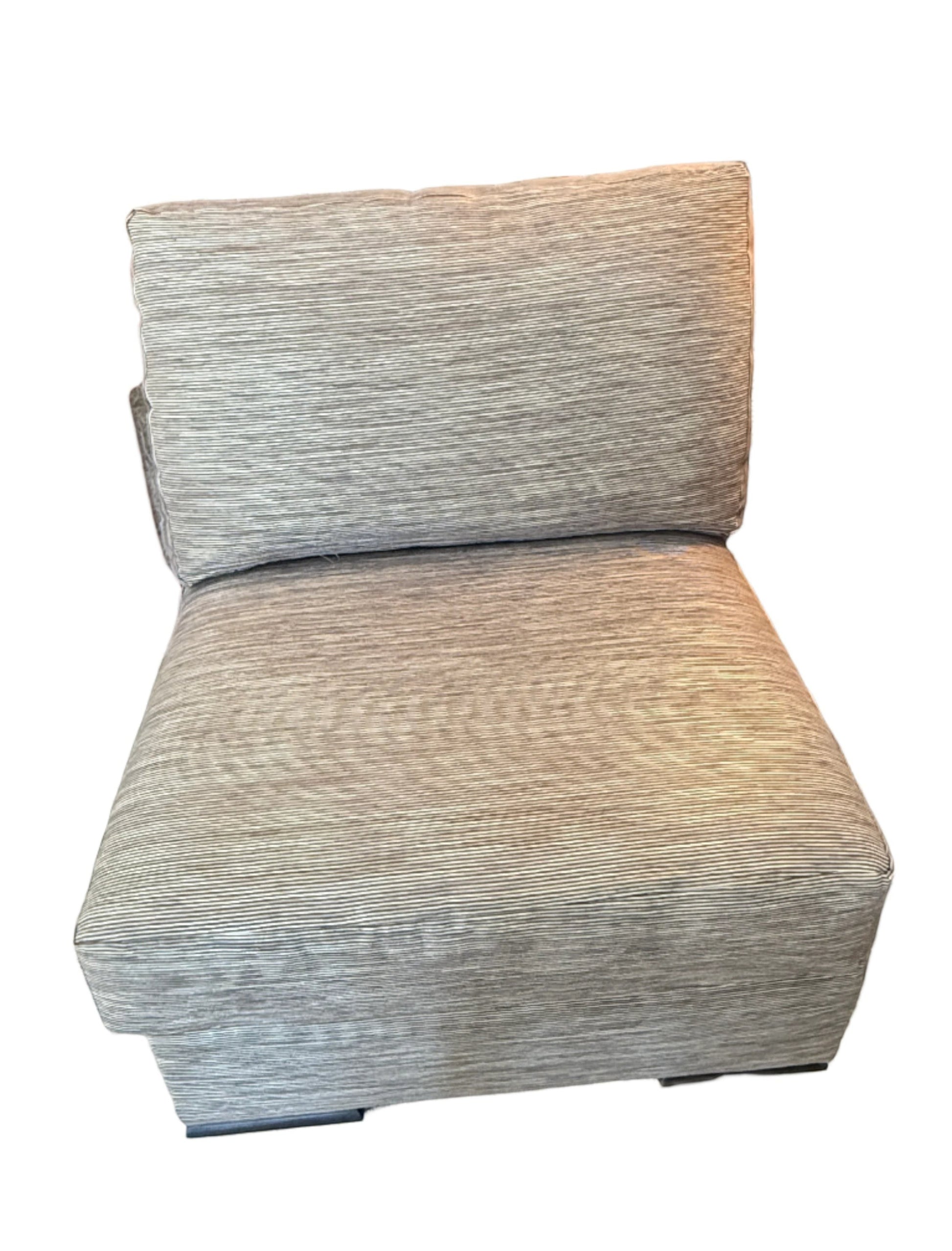 Grand Expressions Gallery and Home Store Kravet Furniture custom slipper chair in black and silver striped fabric.