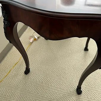 Grand Expressions Gallery and Home Store Louis XV side table with dark wood finish, ormolu brass, and cabriole legs.