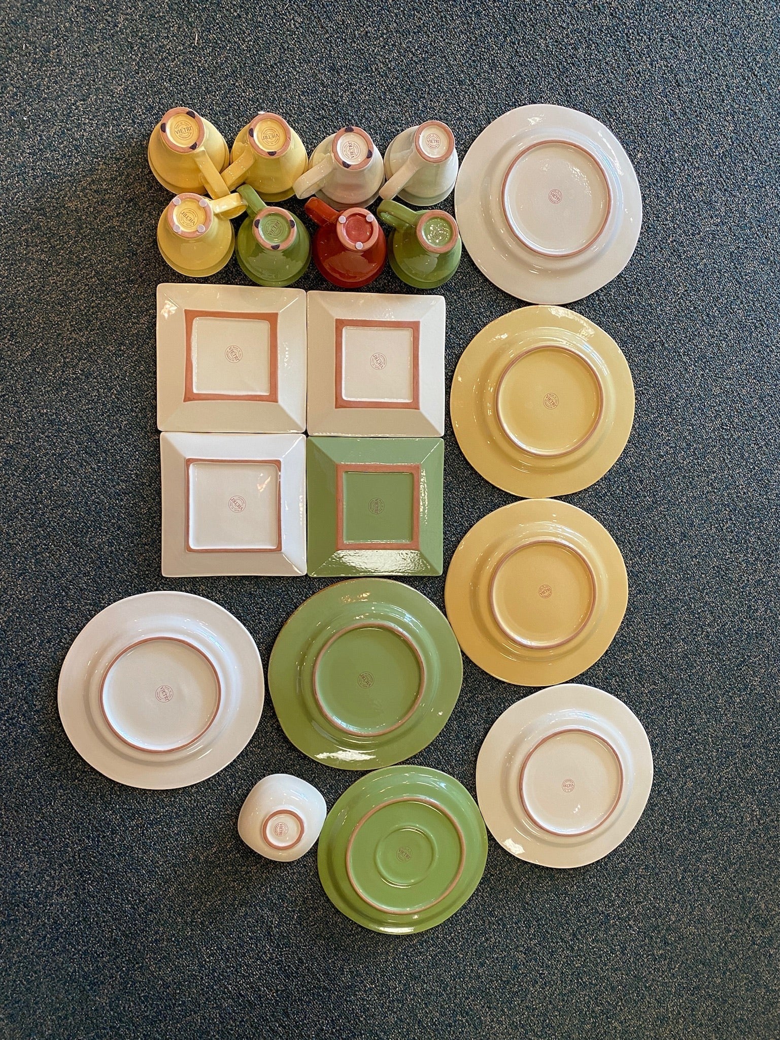 Grand Expressions Gallery and Home Store Vietri Cucina Fresca 20-piece Italian clay dinnerware set in vibrant colors.