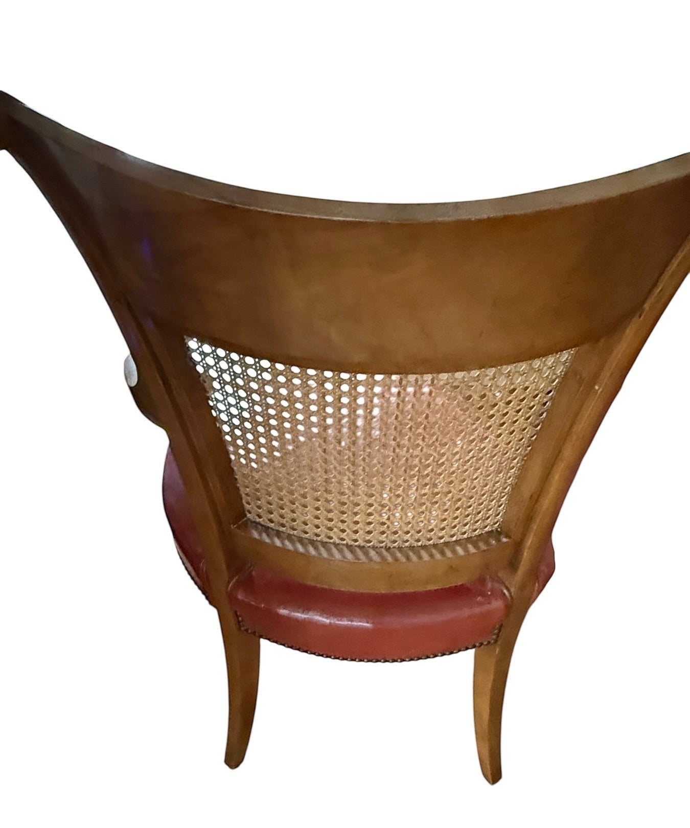 Grand Expressions Gallery and Home Store vintage Baker dining chair with cane back and red leather seat