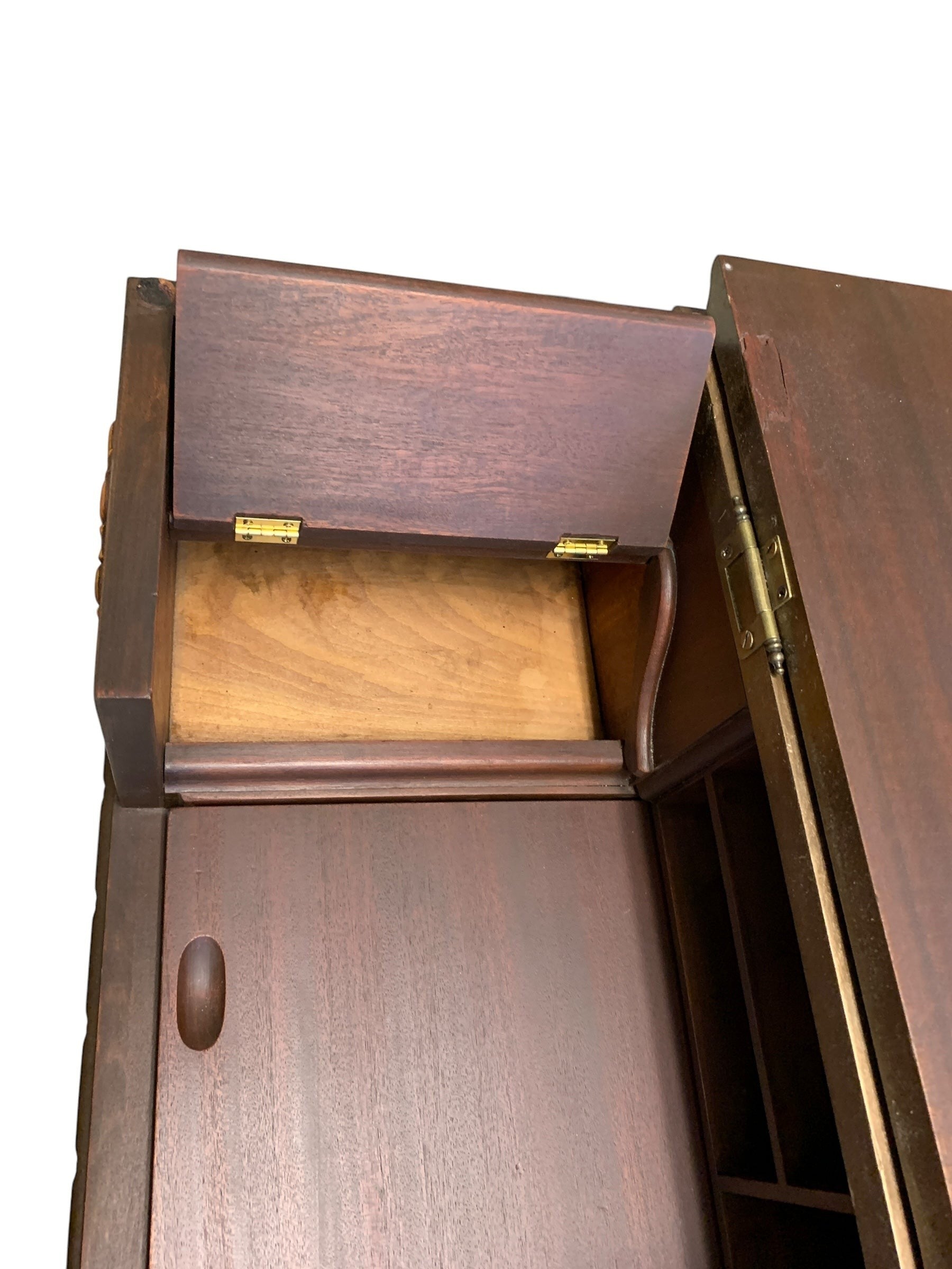Vintage Edwardian walnut spinet desk by Grand Expressions Gallery and Home Store with open storage compartment.