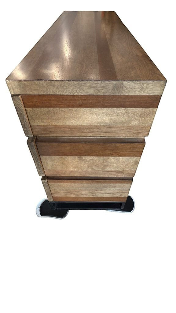 Grand Expressions Gallery and Home Store modern 6-drawer wood dresser with black metal base and soft-close drawers.