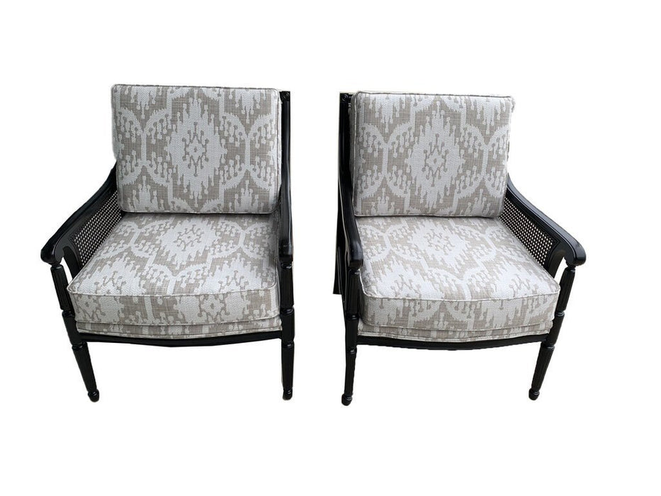 Set of 2 Antique Black Accent Chairs with Wicker Side Panels - Grand Expressions Gallery and Home Store