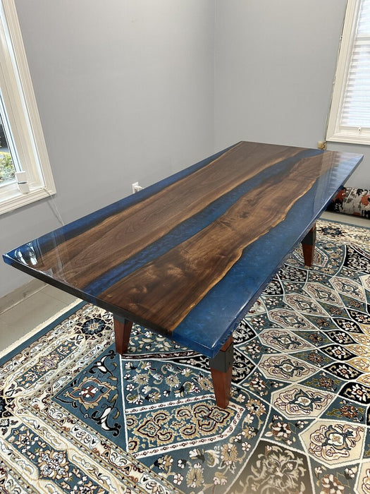 Custom Walnut and Epoxy Dining Table