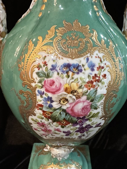 Antique French and Paris Hand Painted Porcelain Vase - Gold