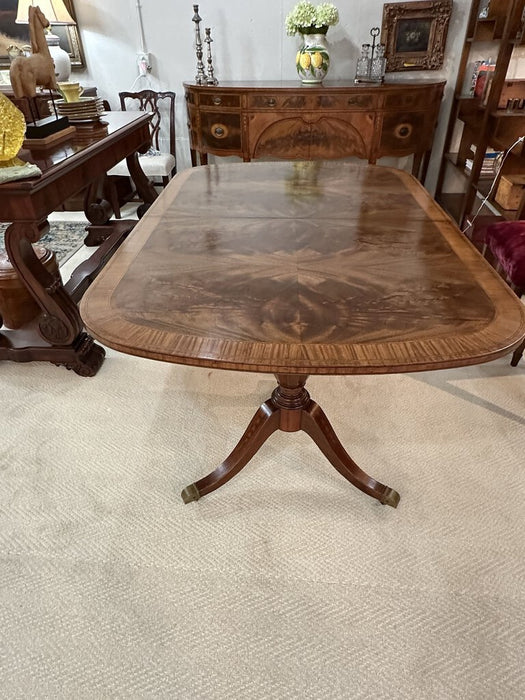 Complete Crotch-Mahogany Dining Table & 8 Chairs, and Buffet/Server Hepplewhite Style